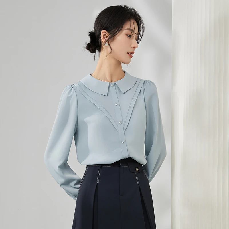 【曼贝宠粉节】曼贝8491068新款时尚大码气质衬衣小个子长袖职业