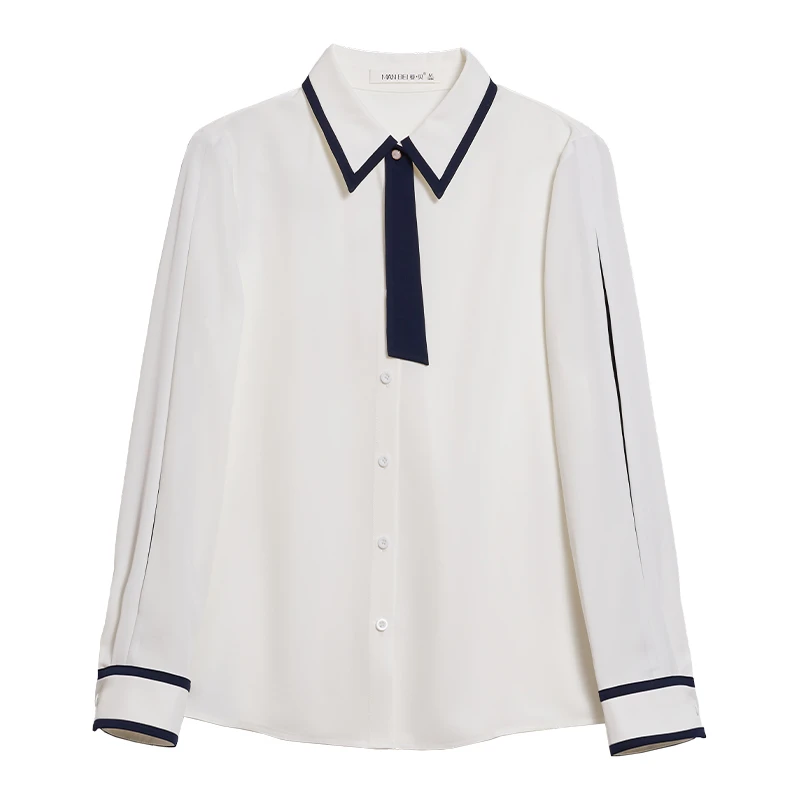 【曼贝宠粉节】8491005白色衬衫衬衣百搭女士气质时尚休闲撞色