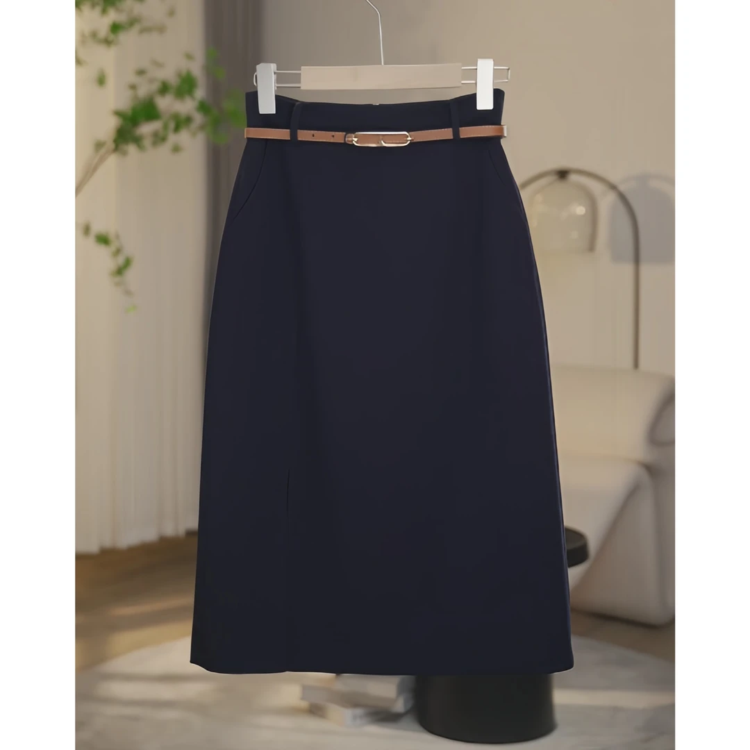 【南桥甄选】8463133简约气质高级感开叉半裙时尚中长款显瘦百搭