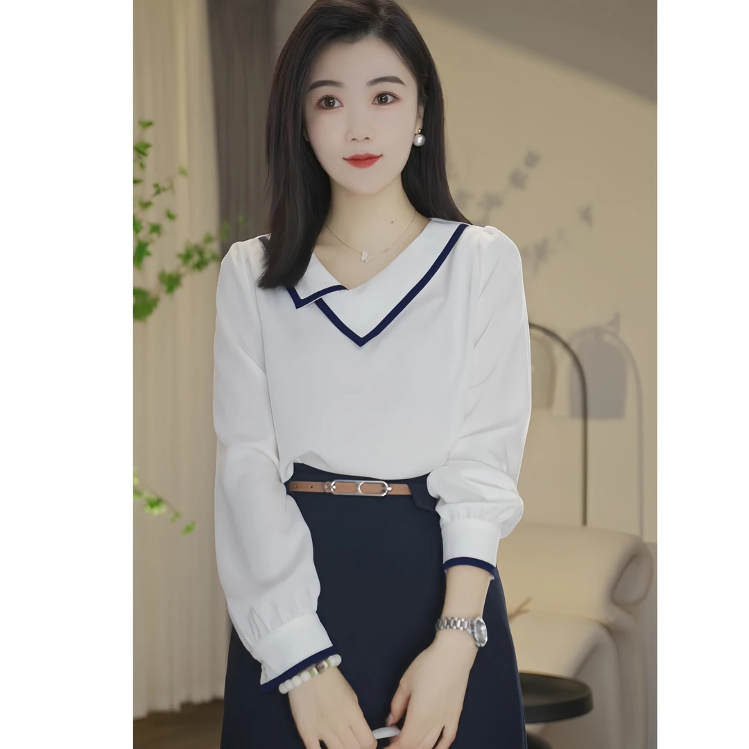 【小陈甄选】流光风8393164云朵白衬衫时尚纯色显瘦上衣宽松气质