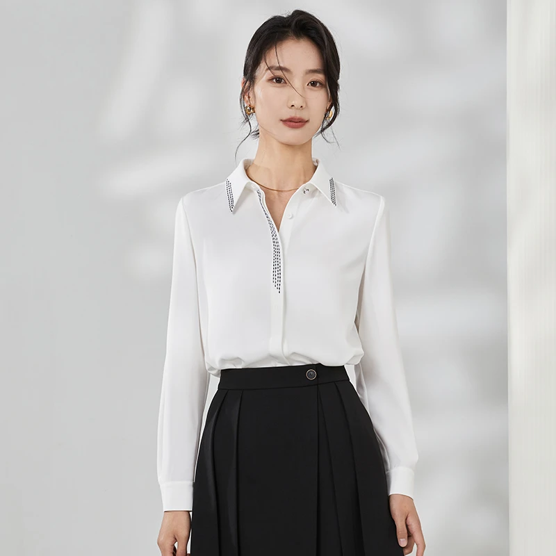 【曼贝宠粉节】8491113白色气质衬衣长袖白色时尚