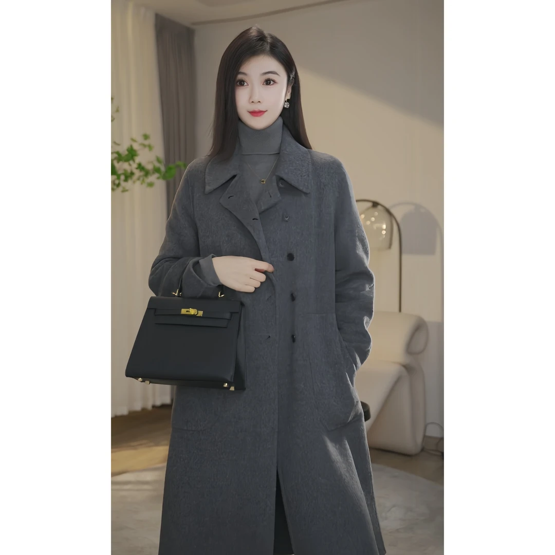 【冬日暖阳】8384003双面羊毛大衣秋冬气质高级感时尚毛呢外套