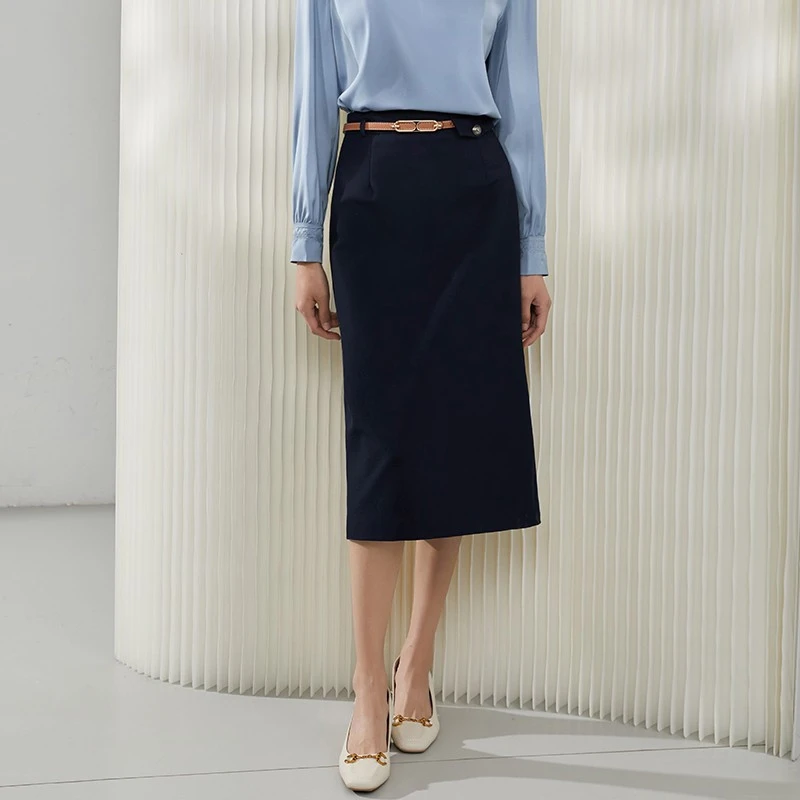 【小北甄选】曼贝8263019西装半身裙秋冬裙子女新款高腰气质中长款
