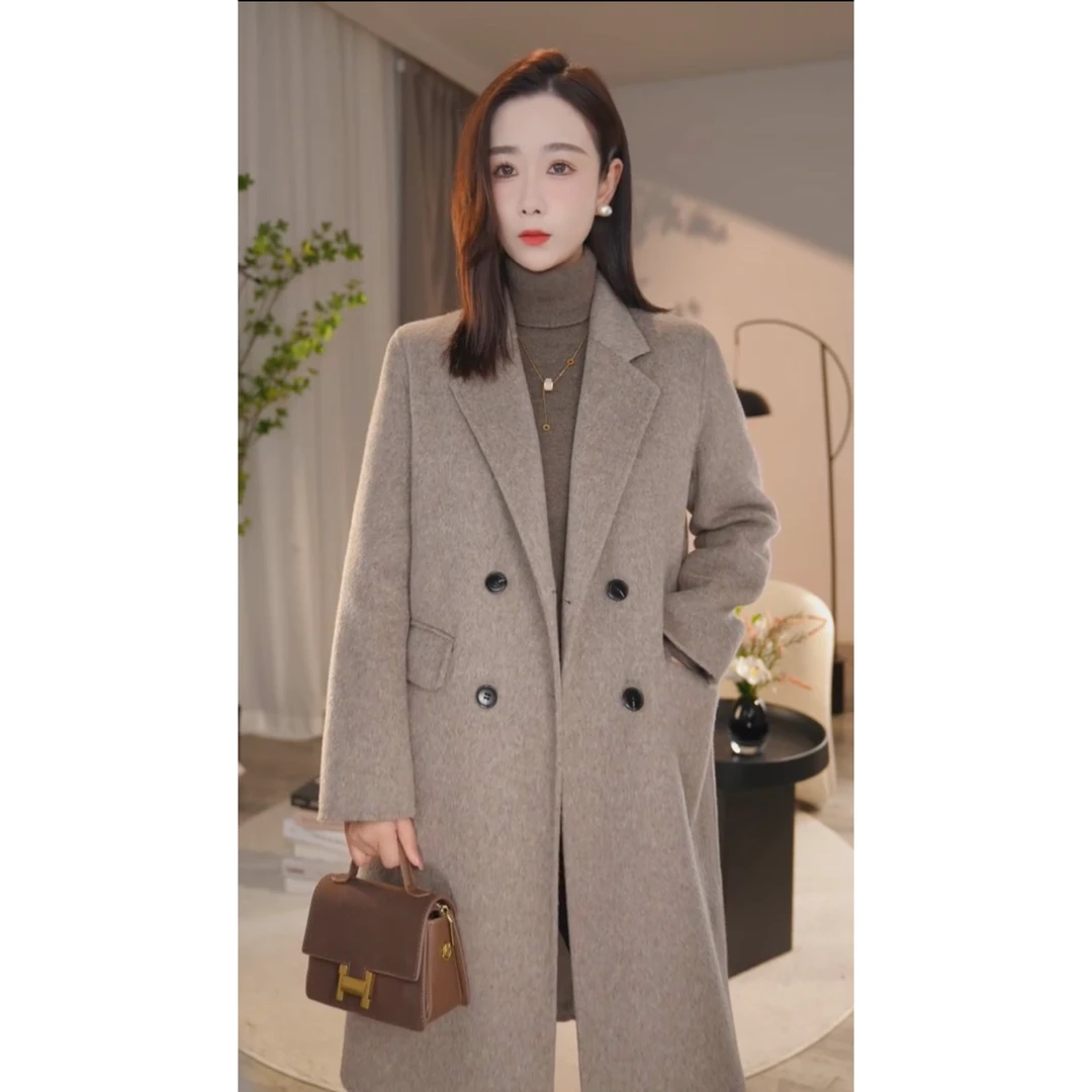 【冬日暖阳】大师系列100%澳毛双面呢大衣冬新款8384054时尚气质