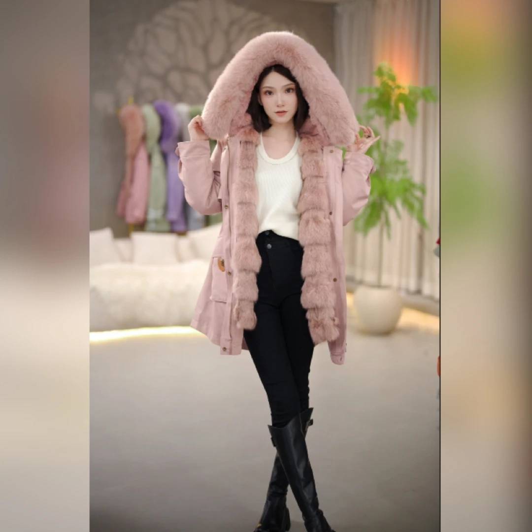【玫瑰故事】2307--2024新款狐狸毛内胆时尚派克服
