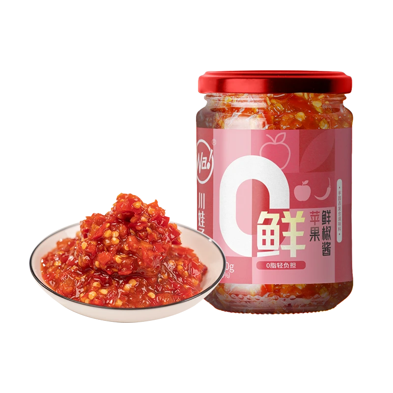川娃子轻食0脂苹果鲜椒酱低脂健身辣味蒜蓉调味酱230g