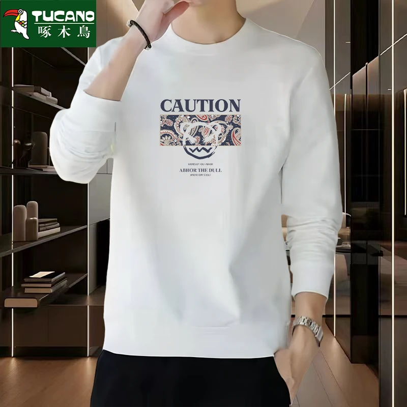 重磅华棉卫衣男士春秋潮流圆领宽松套头长袖百搭青年运动上衣外套