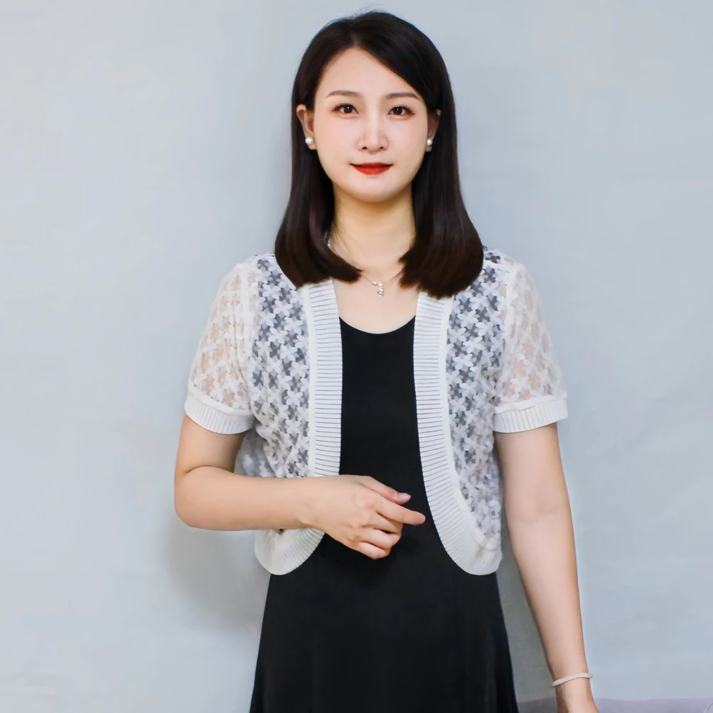 2024夏季新款女短袖薄外套蕾丝开衫配裙袍小外搭镂空短款披肩坎肩