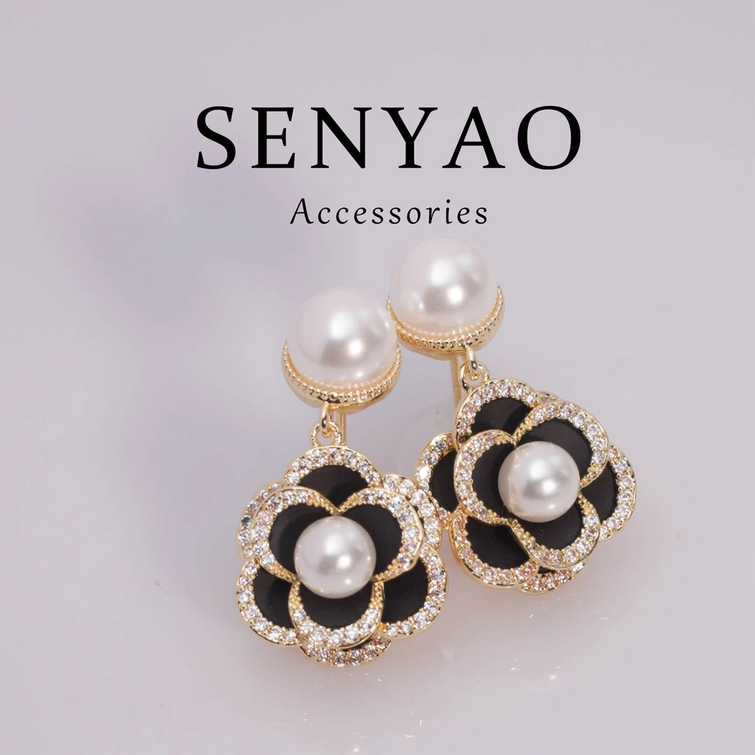 铜合金锆石耳饰 SENYAO【1050】小香风气质轻奢时尚耳环