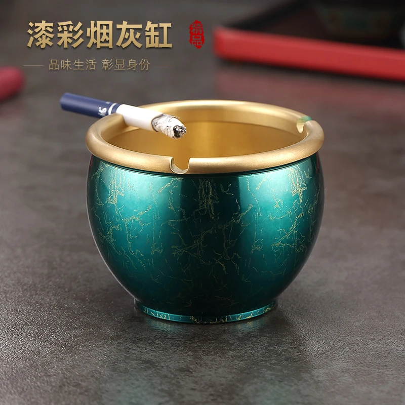 黄铜烟灰缸小号创意个性潮流家用客厅办公室复古新中式防飞灰铜制