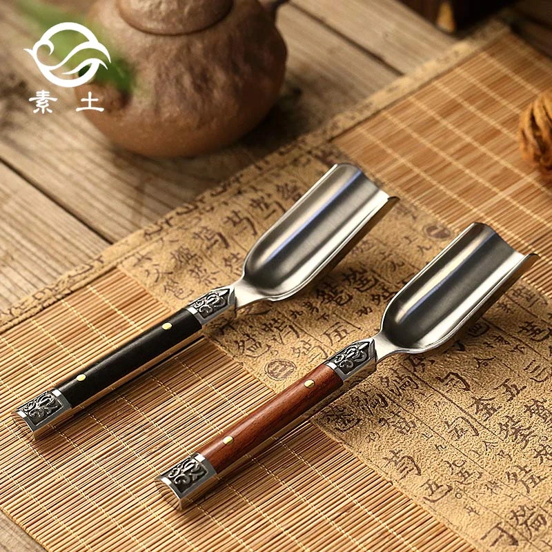 黑檀乌兹钢茶勺茶铲茶道零配分茶器茶匙功夫茶具配件铲茶匙茶工具