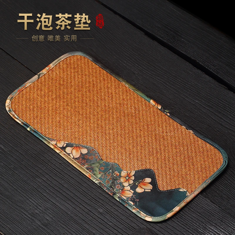 竹编小茶席新中式禅意干泡茶垫高端轻奢防水茶具配件竹制茶桌垫布