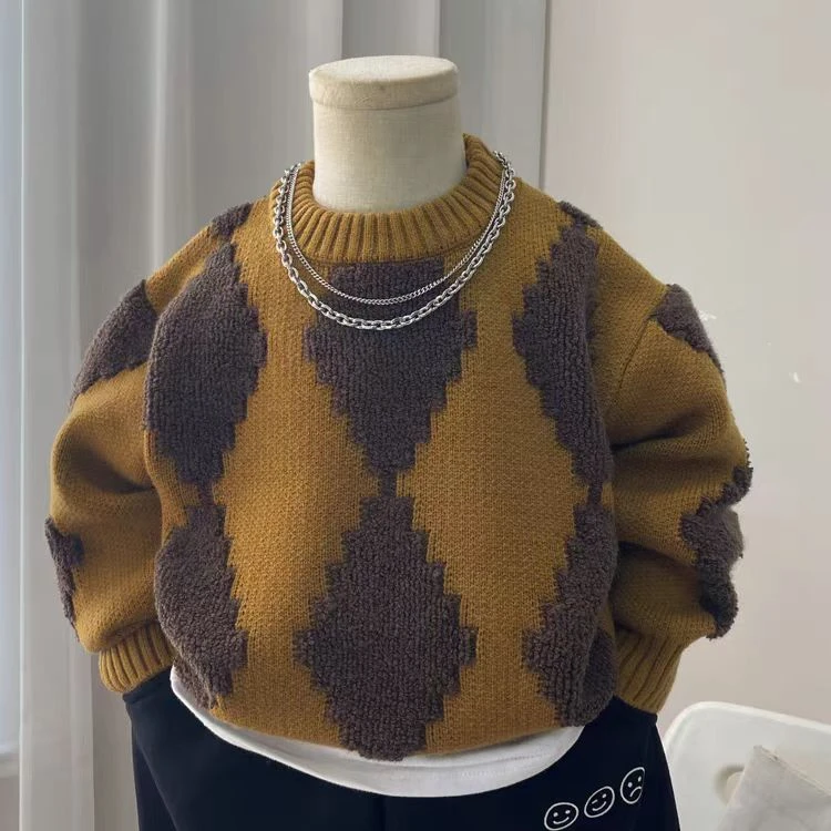 男童冬季毛衣秋冬加厚韩版圆领儿童宝宝针织衫洋气打底衫