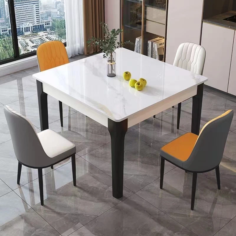 岩板小户型餐桌椅组合正方形实木餐桌现代简约家用轻奢吃饭桌