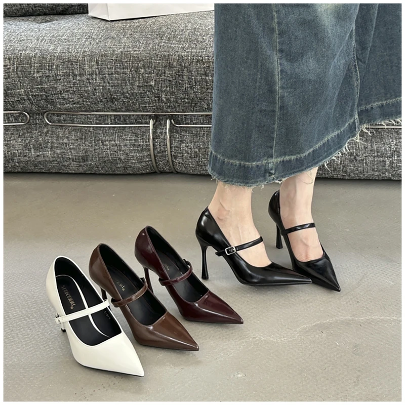 【新品7折】NICE ME~2024年春秋新款法式优雅尖头细跟气质高跟单鞋