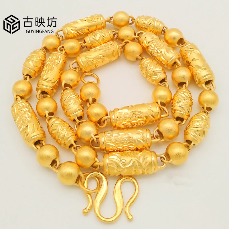 合金项链 正品越南沙晶金空心饰品金色 999 不掉色男士霸气龙纹潮