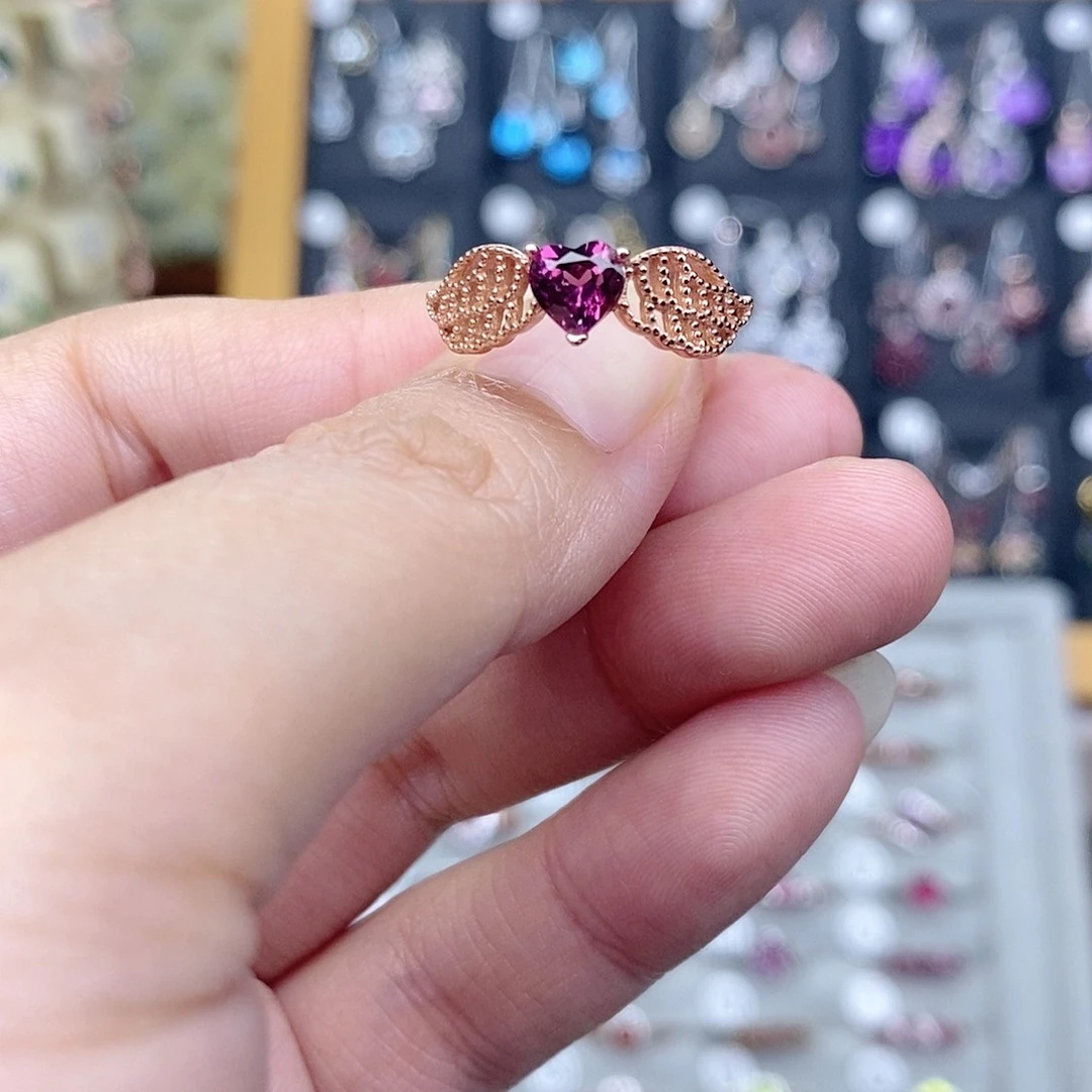 石榴石（紫牙乌）戒指银S925镶嵌