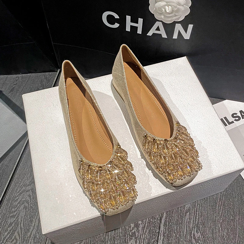 法式粗跟单鞋女夏季2025新款方头一脚蹬软底软面大码女鞋奶奶鞋