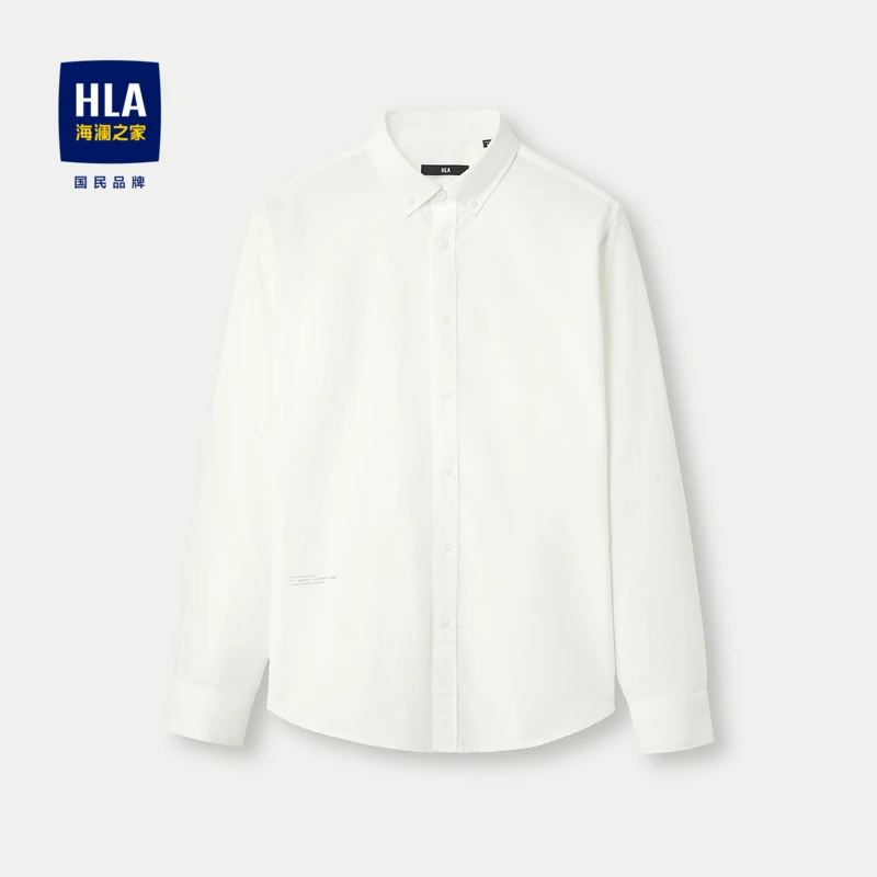 HLA/海澜之家时尚长袖休闲衬衫纯棉牛津纺上衣男