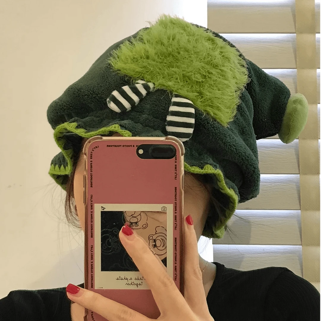 搞怪小怪兽干发帽女珊瑚绒吸水速干擦头发毛巾可爱洗头浴帽包头巾