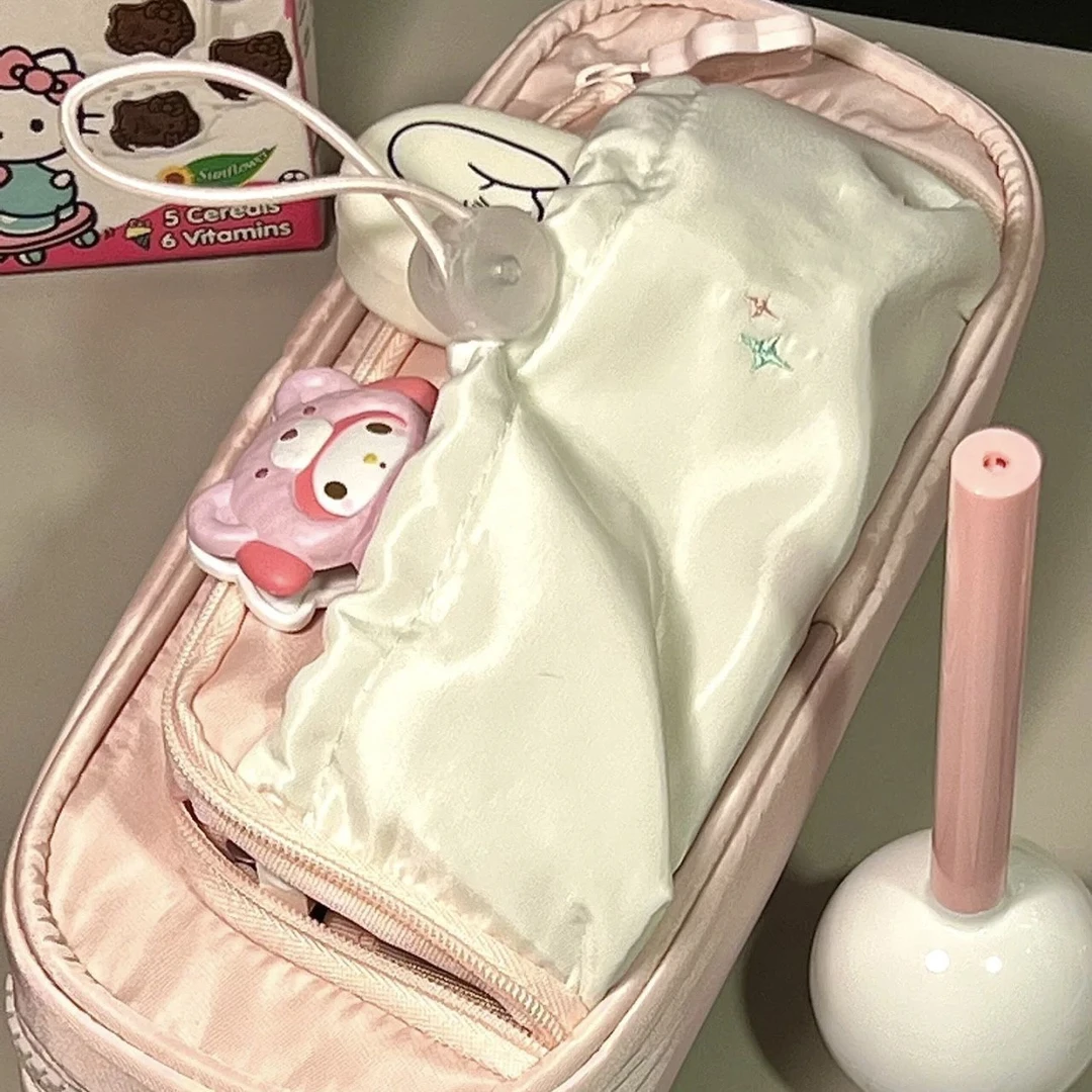 ins 日系开学必备高颜值奶油粉笔袋大容量带隔层少女心学生收纳袋