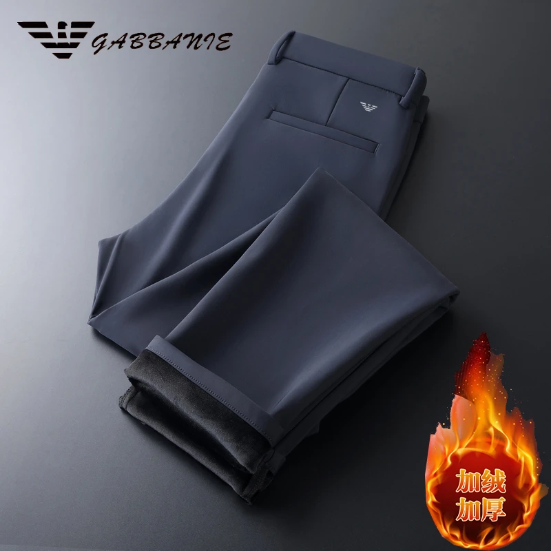 意大利轻奢正品休闲裤秋冬新款男士直筒百搭加绒加厚商务保暖西裤