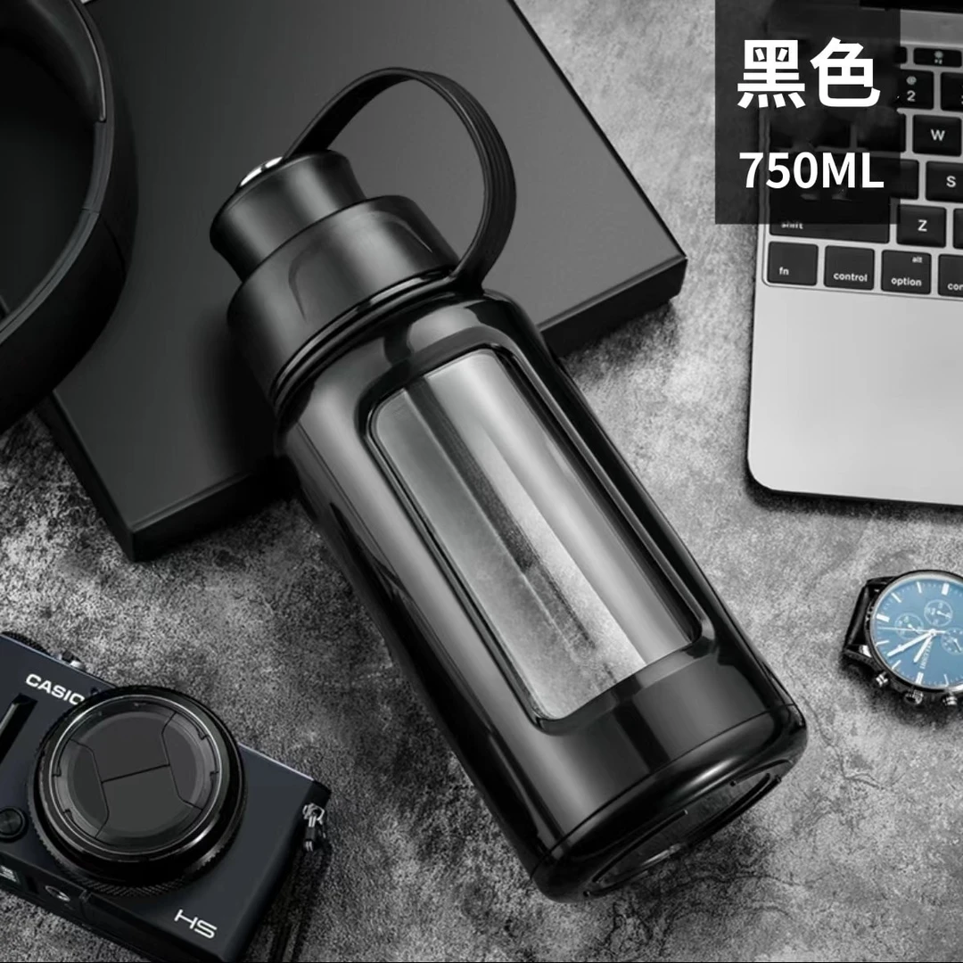 卡西诺户外玻璃杯车载运动高颜值高硼硅玻璃水杯便捷大容量杯子