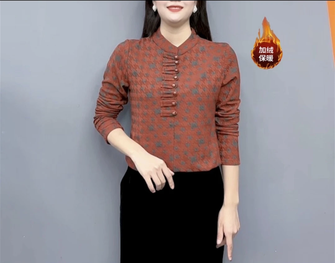 新款百搭遮肉显瘦气质时尚百搭领女装旗袍领上衣#888