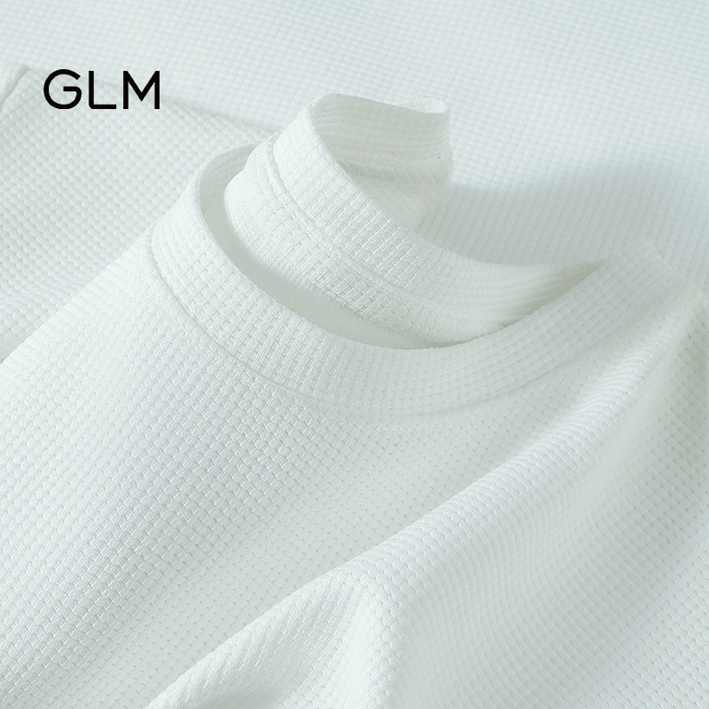 GLM重磅华夫格短袖男夏季宽松百搭潮牌时尚五分半袖纯色体恤衣服