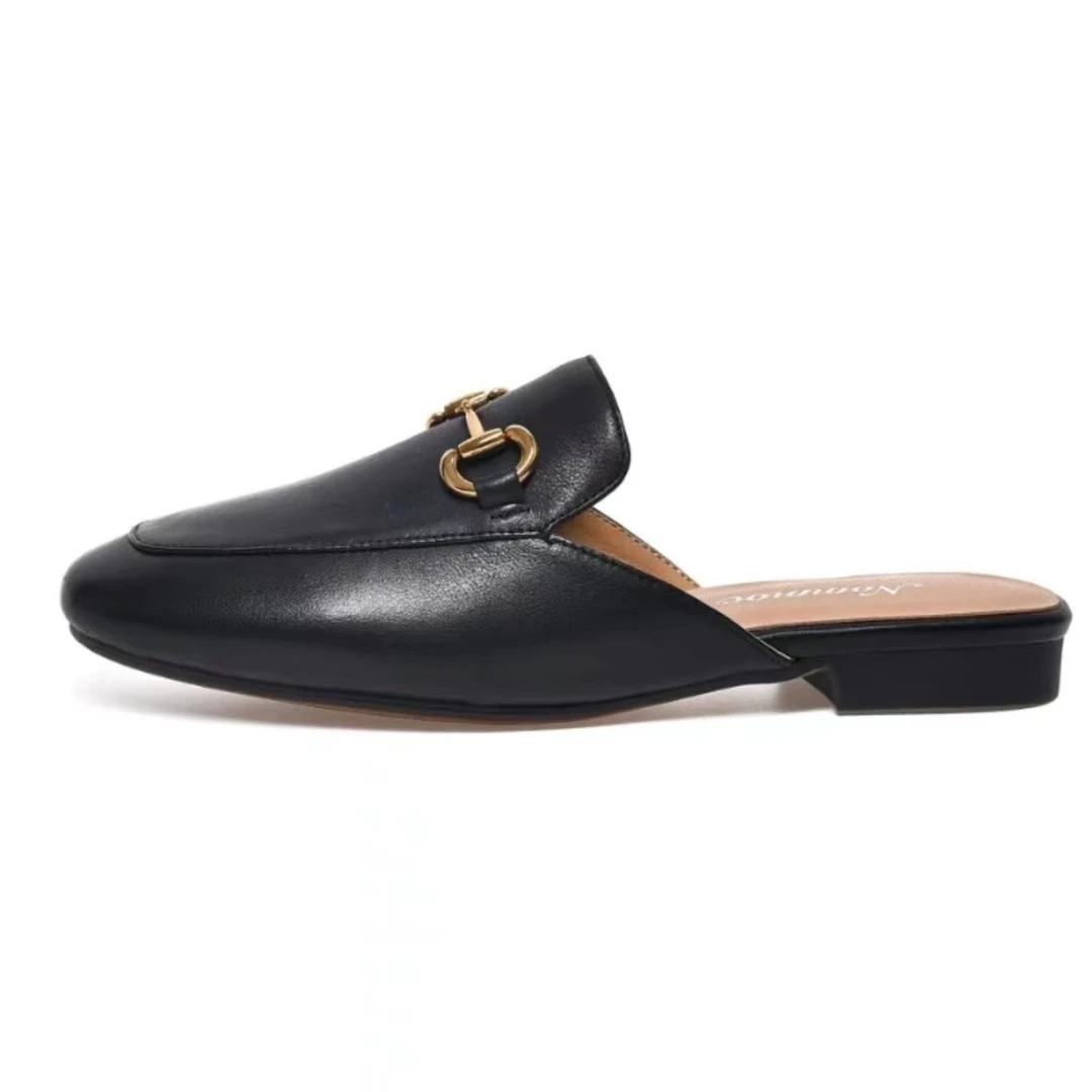 真皮牛皮女鞋小皮鞋包头懒人半拖外穿凉拖时尚百搭