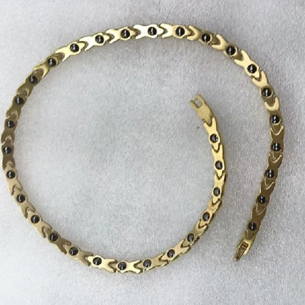 钛钢项链 稀土永磁 项链 镶嵌时尚