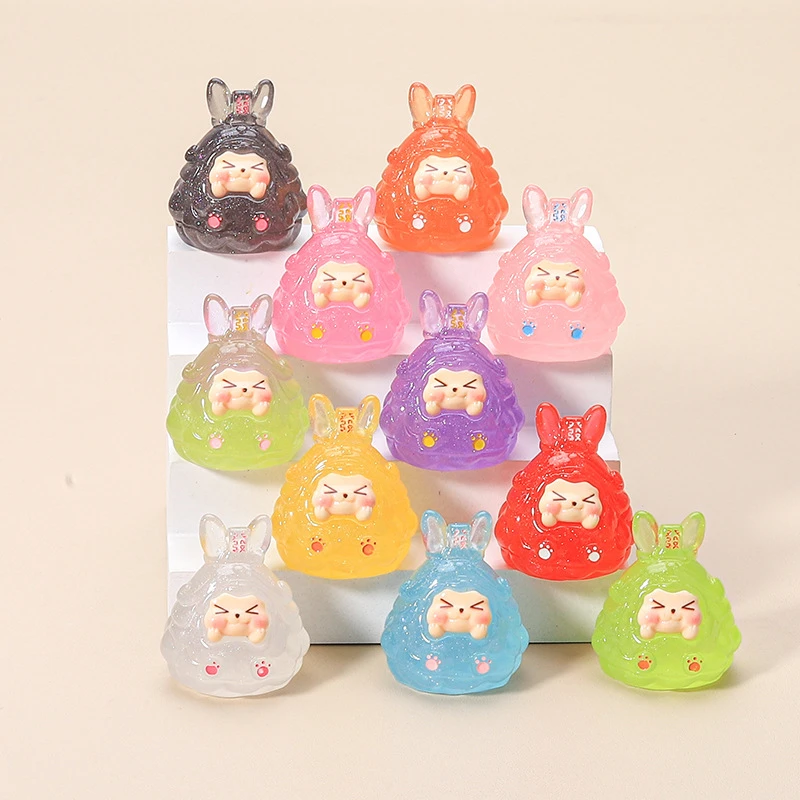 【九宫格】立体夜光细闪兔兔 KKDIY树脂奶油胶微景观手工diy摆件