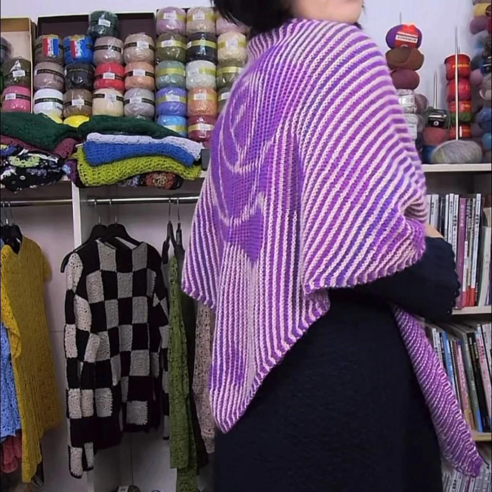 建美手工坊【女人花披肩/大象披肩】材料包毛蕾丝9010（非成品）