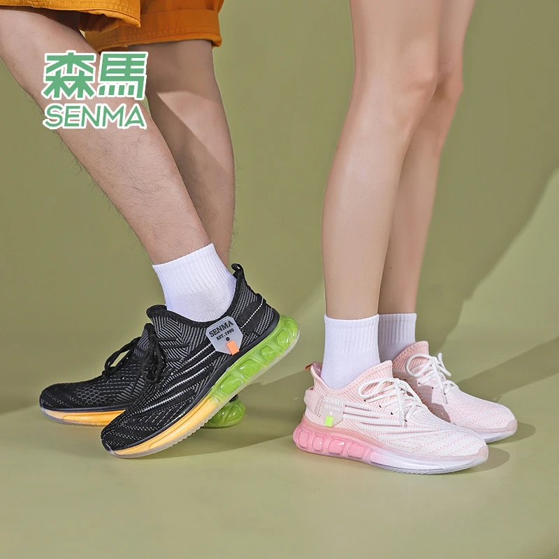 SENMA/森马情侣款网面真爆米花男女鞋2023夏季百搭透气轻便运动鞋