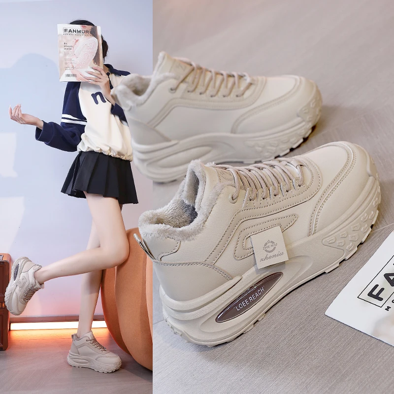 SENMA/森马棉鞋女鞋子潮鞋2023冬季加绒加厚保暖老爹鞋韩版运动鞋
