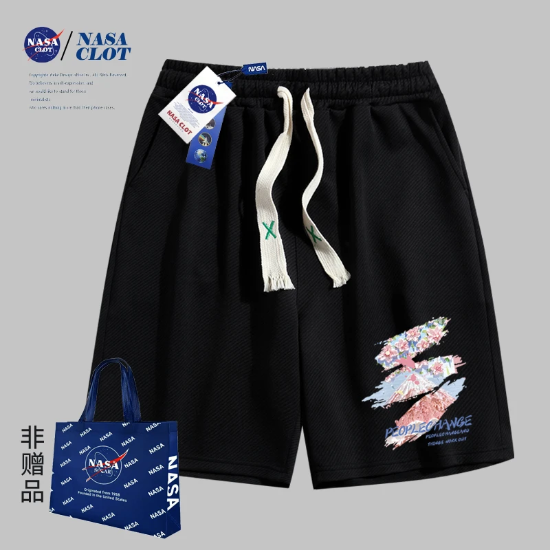 NASA联名2023年新款印花夏季休闲短裤男ins潮牌时尚运动宽松透气