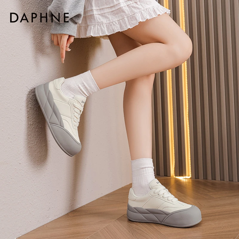 【早秋开学好物】达芙妮厚底鞋女2025秋季新款面包鞋德训鞋小白鞋