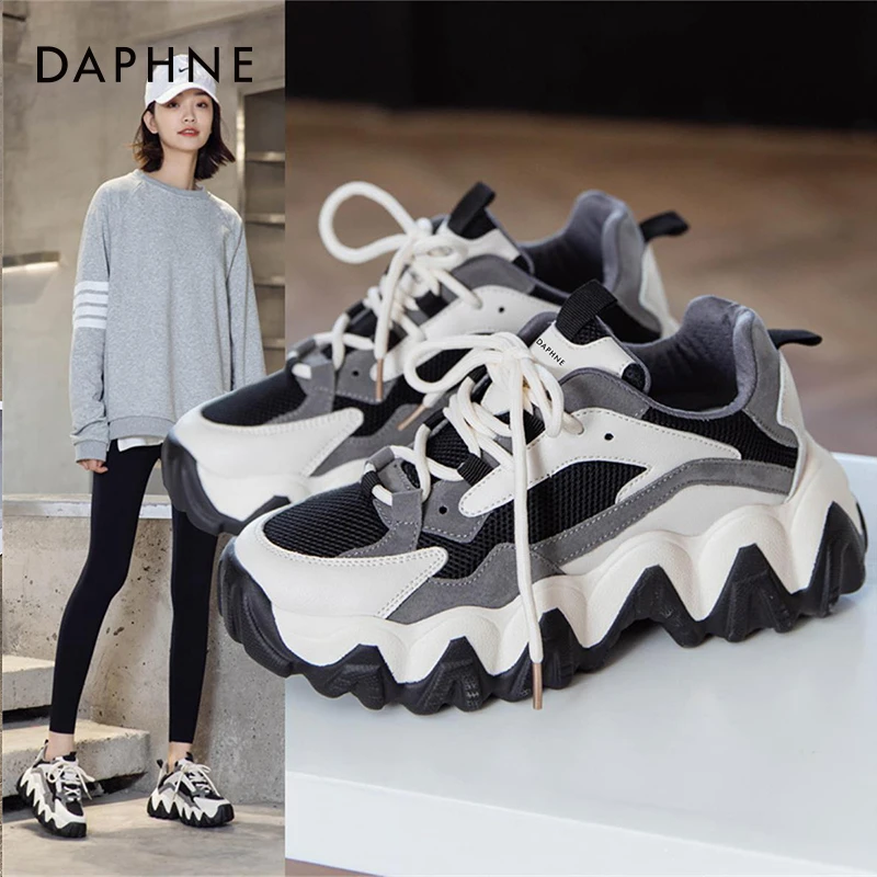 达芙妮厚底老爹鞋女2025夏季新款熊猫鞋潮流百搭休闲运动鞋女款