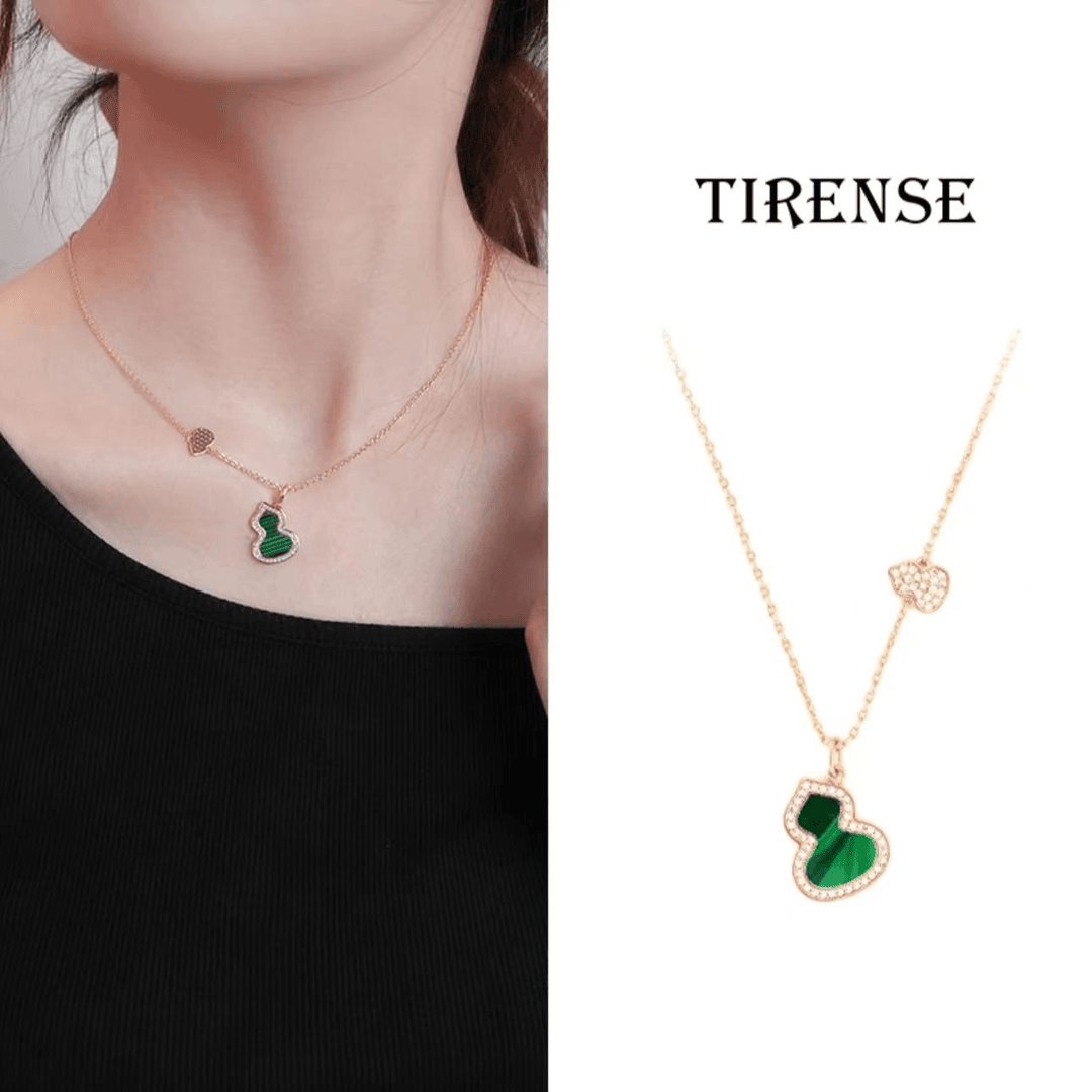 铜合金项链 高定 绿色葫芦项链 轻奢百搭气质项链
