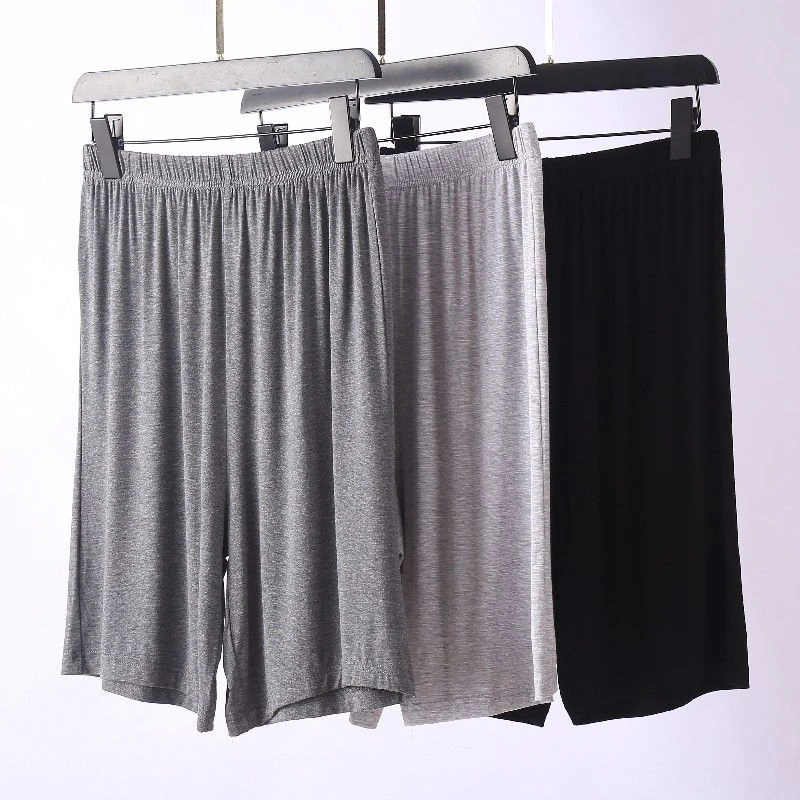 男士透气平角莫代尔短裤薄款休闲裤加肥加大高腰肥佬居家宽松睡裤