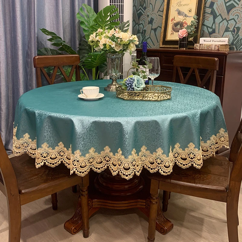 欧式防水防油防烫免洗桌布酒店饭店家用圆形大圆桌餐桌布台布布艺