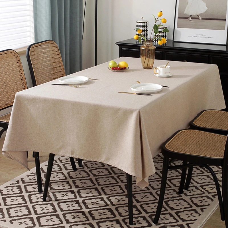 纯色布艺桌布棉麻亚麻加厚素色简约现代餐桌布高级感北欧茶几台布