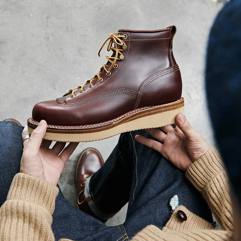 玩儿·Lineman Boots美国Horween CXL牛皮 短脸工装靴