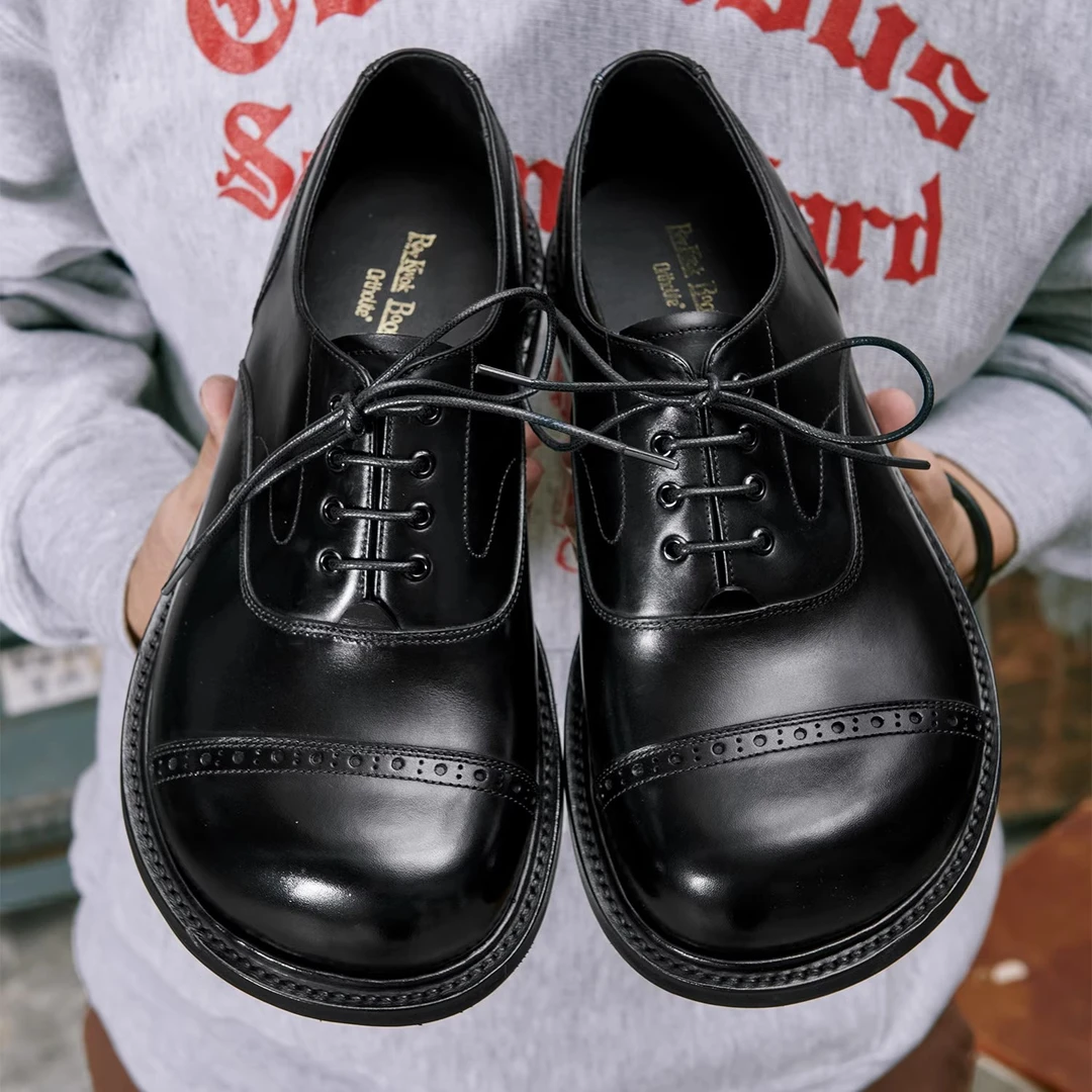 玩儿 Cap头 德国万哈梅小牛皮意大利橡胶V底小众复古设计大头皮鞋