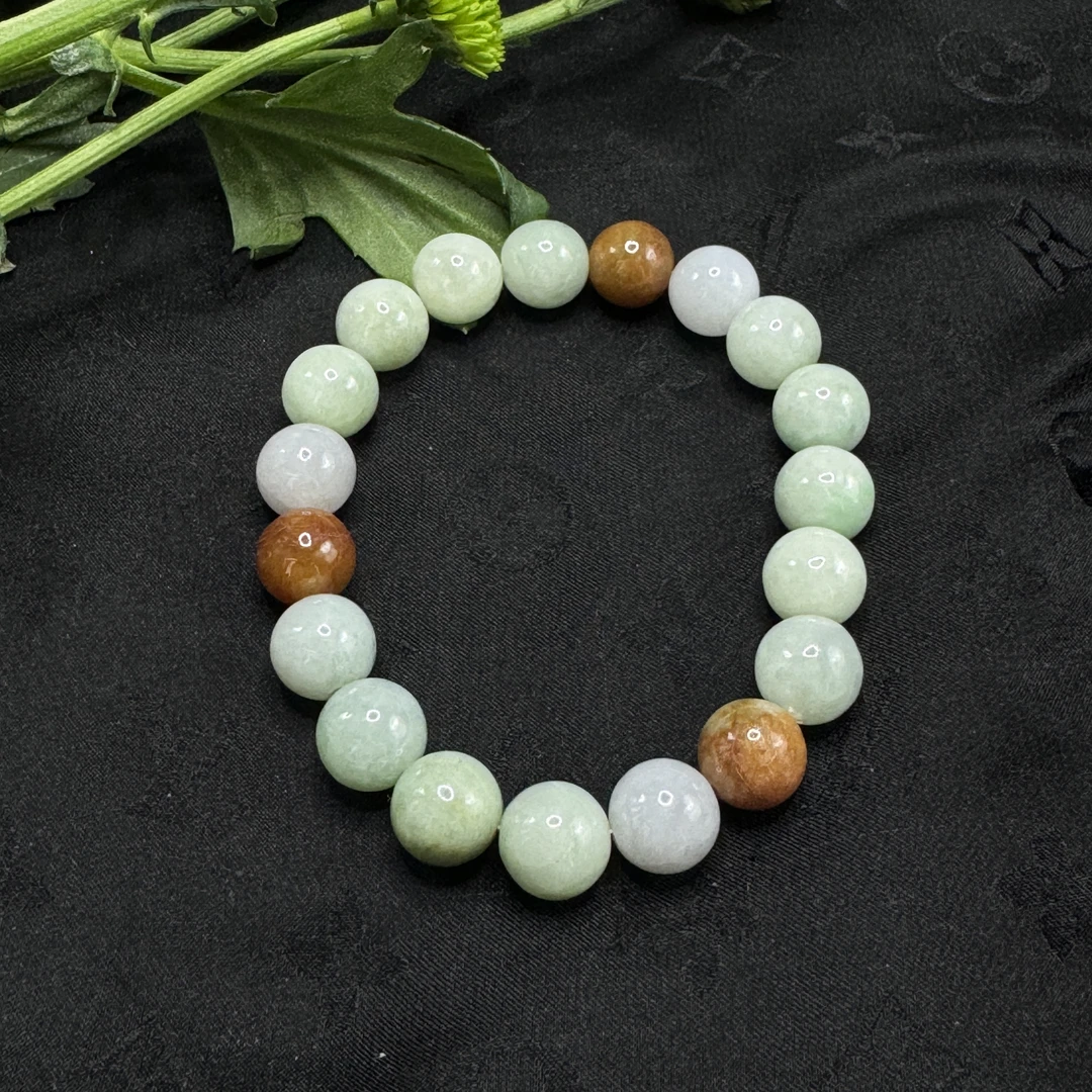 【玉合缘】天然翡翠手工彩色珠珠手串 9252