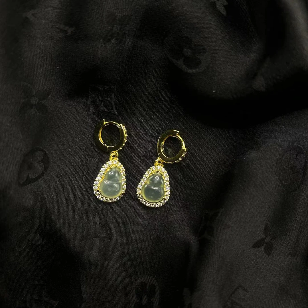 【玉合缘】天然保真翡翠葫芦形状耳饰 8315