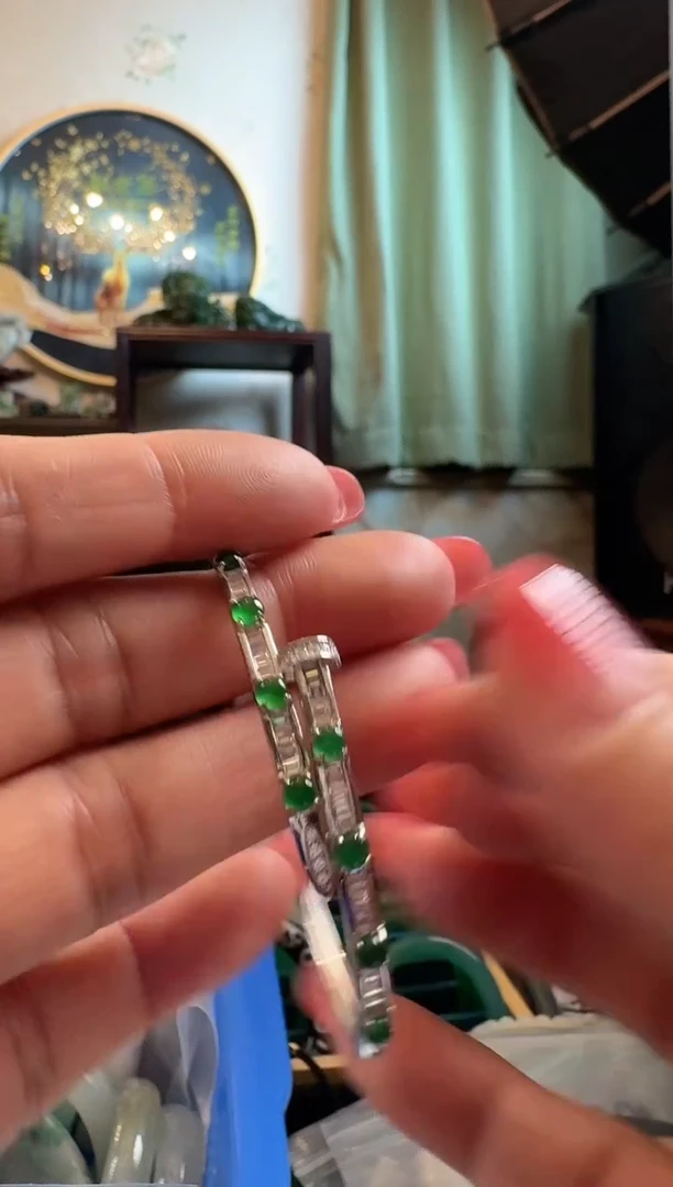 【闪购商品】翡翠手链银S925镶嵌天然翡翠手链