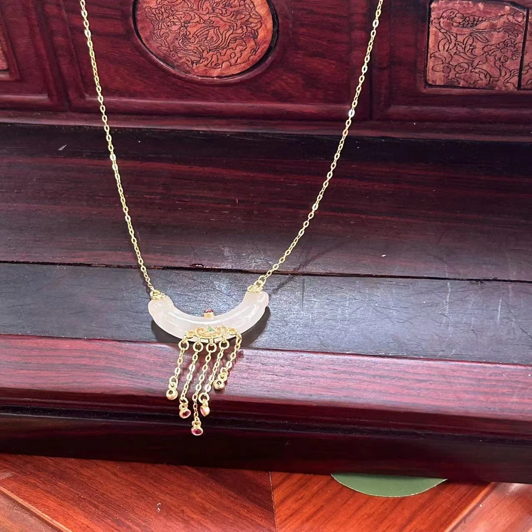 【玉合缘优选】天然和田玉吊坠925银月牙造型 9152