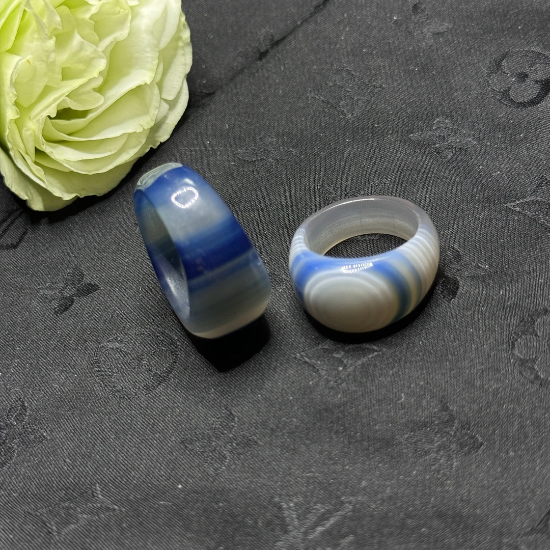 【玉合缘】天然蓝缠丝扳指戒指-多样性发一 3220