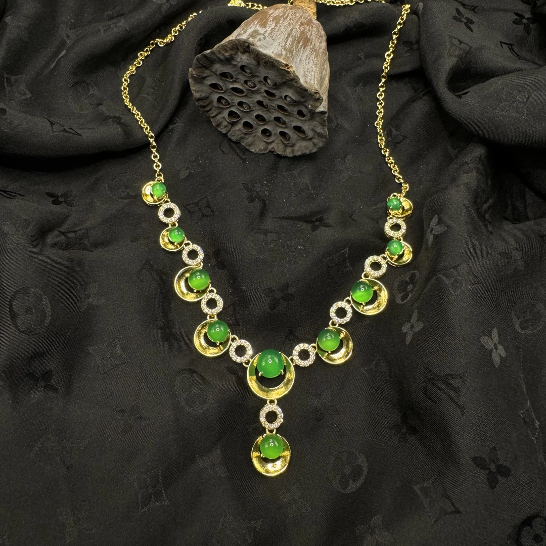 【玉合缘优选】天然玉石绿玛瑙玉髓项链颈式 8308